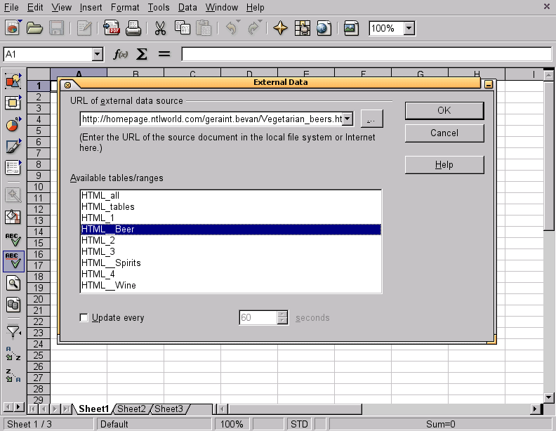 select which table to import